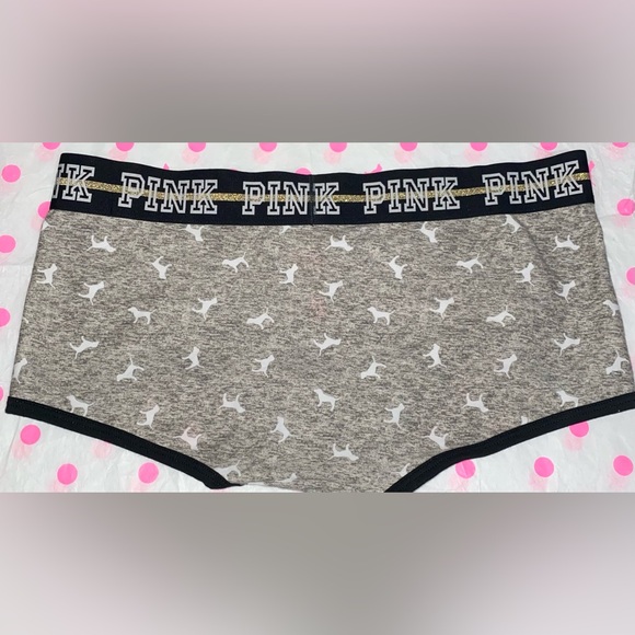 Victoria’s Secret Pink panties VS PINK logo boyshort panty PINK glitter panties - Picture 3 of 6